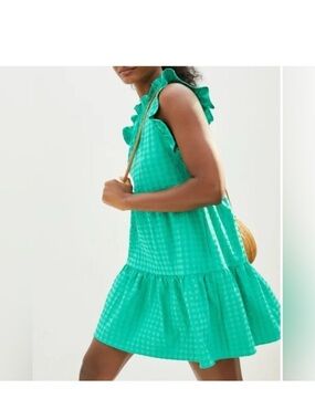 Maeve Emerald Green Ruffle Sleeve Summer Dress